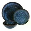 20 Pieces Round Stoneware Triple Bowl Dinnerware Set in Blue Food Plate Free Shipping Tableware Set of Plates Dinner Sets Dish