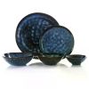 20 Pieces Round Stoneware Triple Bowl Dinnerware Set in Blue Food Plate Free Shipping Tableware Set of Plates Dinner Sets Dish