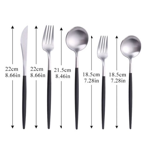 5pcs White Gold Cutlery Set Dinner Fork Spoon Table Knife Dessert Steel Fork Forks Knives Spoons Tableware Set Drop Shipping