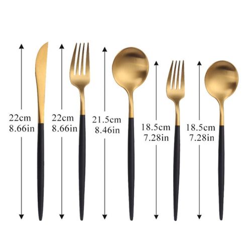5pcs White Gold Cutlery Set Dinner Fork Spoon Table Knife Dessert Steel Fork Forks Knives Spoons Tableware Set Drop Shipping