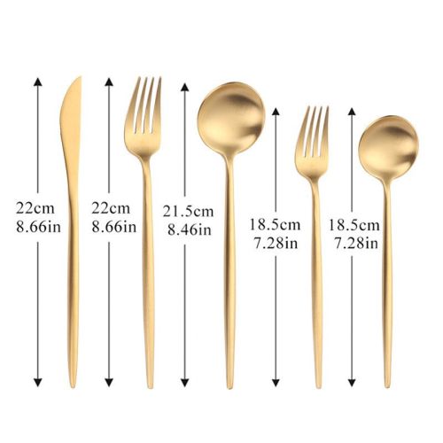 5pcs White Gold Cutlery Set Dinner Fork Spoon Table Knife Dessert Steel Fork Forks Knives Spoons Tableware Set Drop Shipping